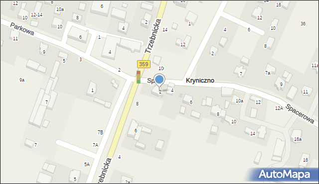 Kryniczno, Spacerowa, 2, mapa Kryniczno