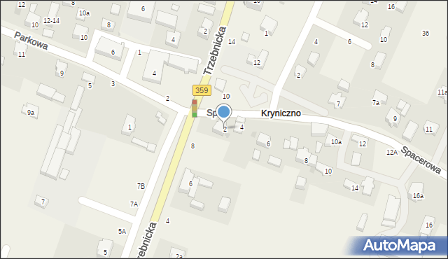 Kryniczno, Spacerowa, 2, mapa Kryniczno