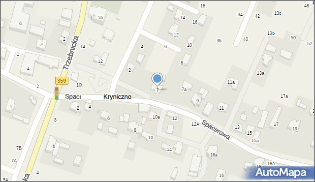 Kryniczno, Spacerowa, 7, mapa Kryniczno