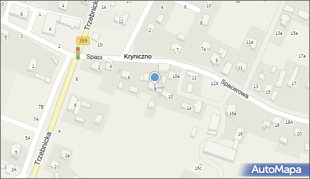 Kryniczno, Spacerowa, 8, mapa Kryniczno