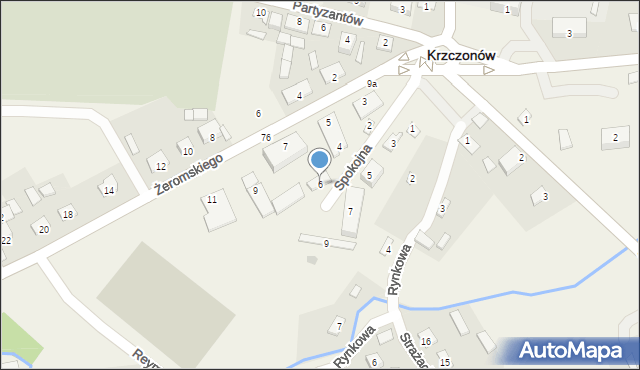 Krzczonów, Spokojna, 6, mapa Krzczonów