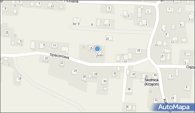 Krzęcin, Spacerowa, 17, mapa Krzęcin