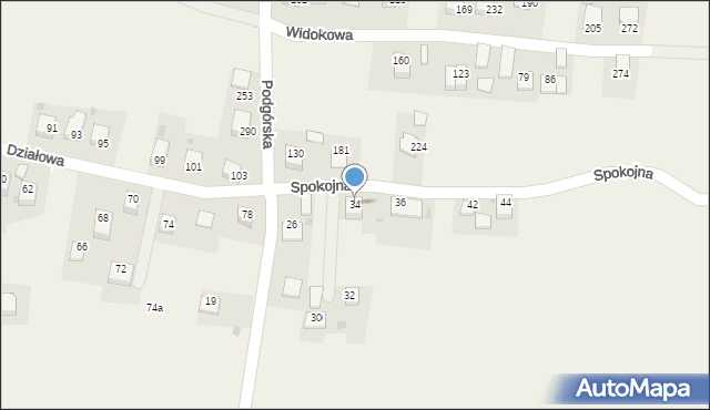 Krzęcin, Spokojna, 34, mapa Krzęcin