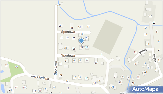 Krzeczów, Sportowa, 14, mapa Krzeczów