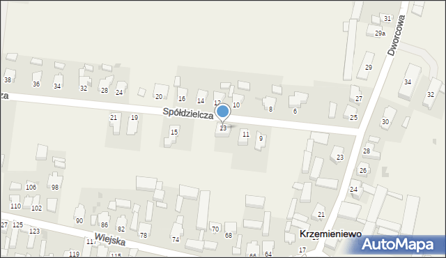 Krzemieniewo, Spółdzielcza, 13, mapa Krzemieniewo