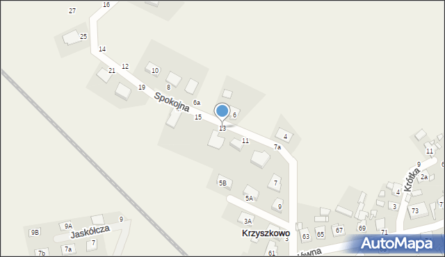 Krzyszkowo, Spokojna, 13, mapa Krzyszkowo