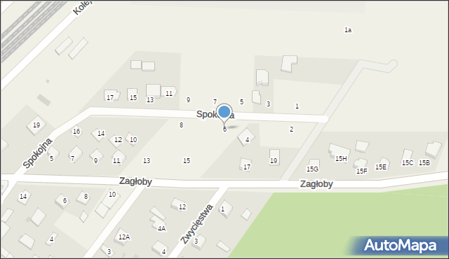 Krzywda, Spokojna, 6, mapa Krzywda