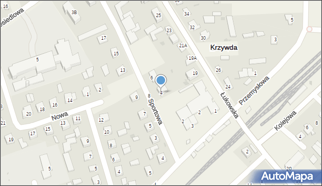 Krzywda, Sportowa, 4, mapa Krzywda