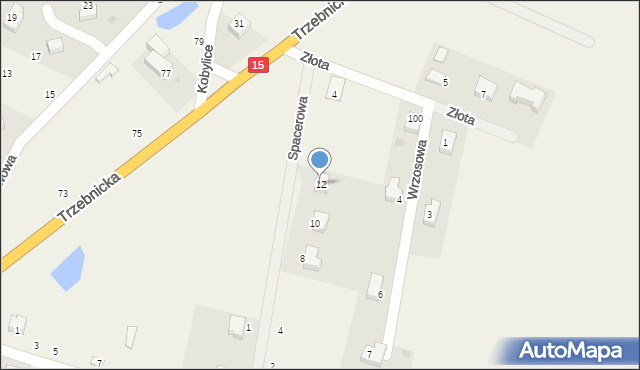 Księginice, Spacerowa, 12, mapa Księginice