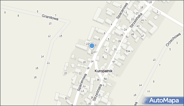 Kuropatnik, Spacerowa, 12, mapa Kuropatnik