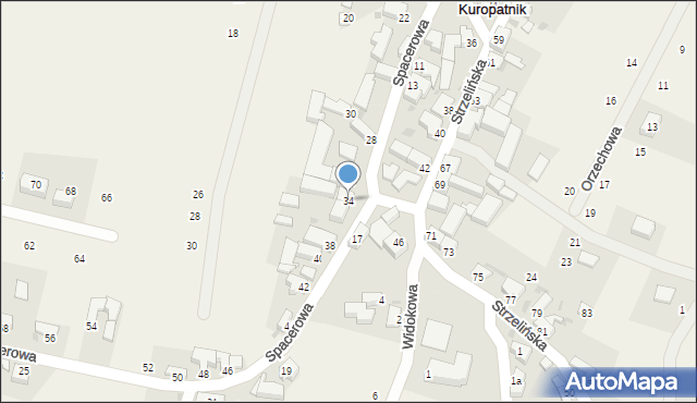 Kuropatnik, Spacerowa, 34, mapa Kuropatnik