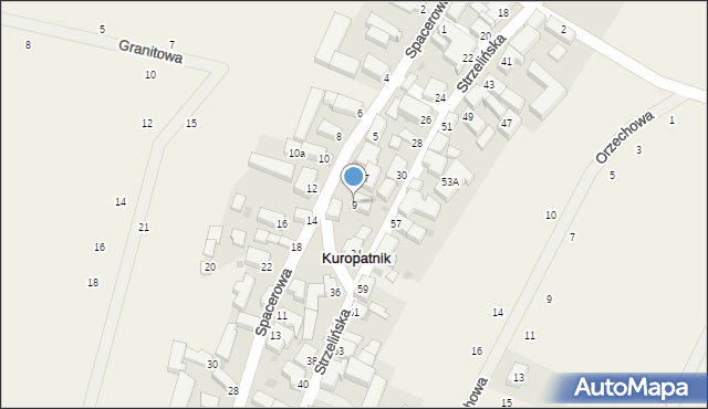 Kuropatnik, Spacerowa, 9, mapa Kuropatnik