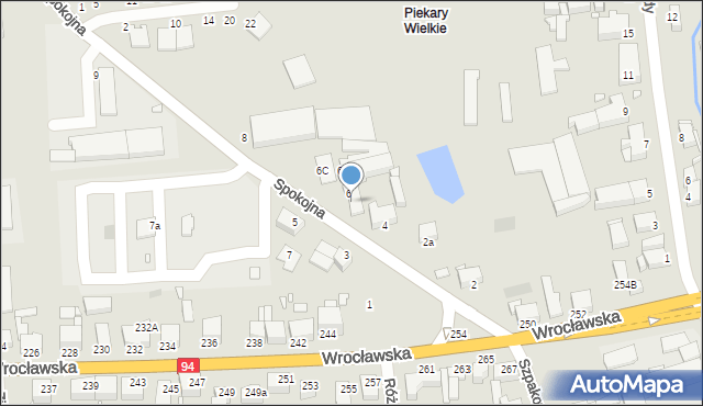 Legnica, Spokojna, 6A, mapa Legnicy