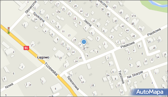 Łęgowo, Spokojna, 19, mapa Łęgowo