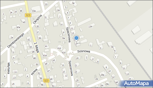 Leszno, Spacerowa, 17, mapa Leszno