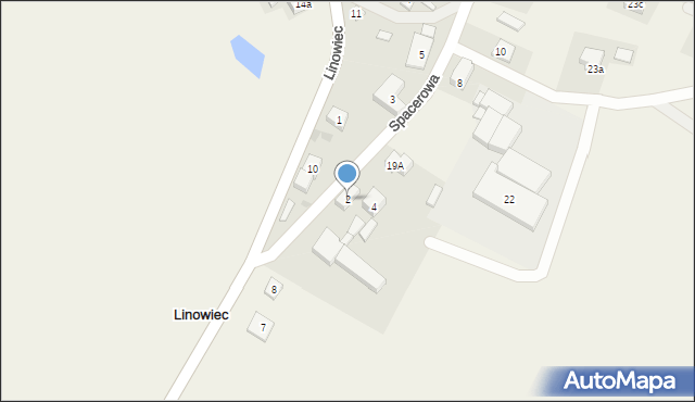 Linowiec, Spacerowa, 2, mapa Linowiec