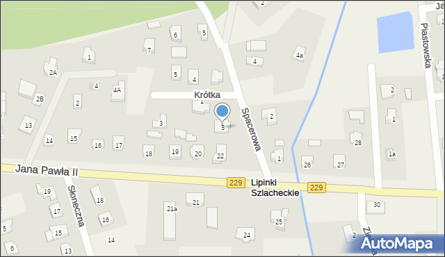 Lipinki Szlacheckie, Spacerowa, 3, mapa Lipinki Szlacheckie