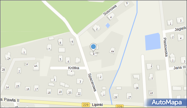 Lipinki Szlacheckie, Spacerowa, 4, mapa Lipinki Szlacheckie