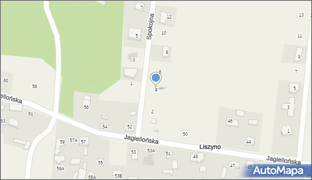 Liszyno, Spokojna, 4, mapa Liszyno
