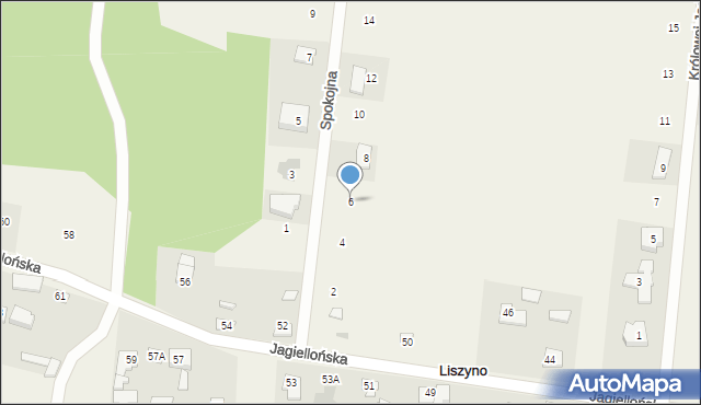 Liszyno, Spokojna, 6, mapa Liszyno