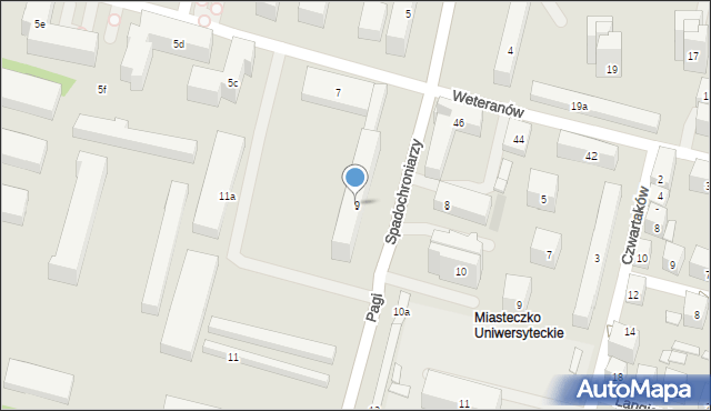 Lublin, Spadochroniarzy, 9, mapa Lublina