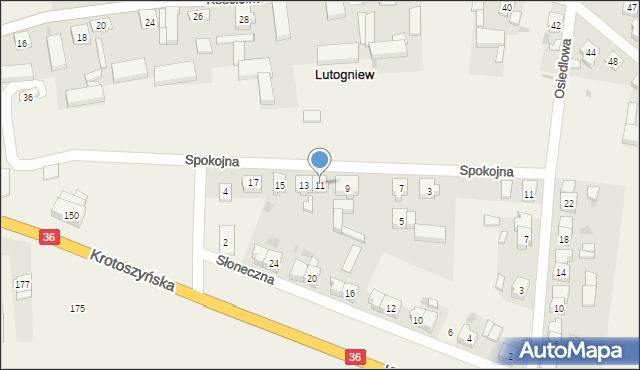 Lutogniew, Spokojna, 11, mapa Lutogniew