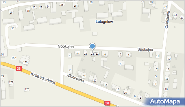 Lutogniew, Spokojna, 13, mapa Lutogniew