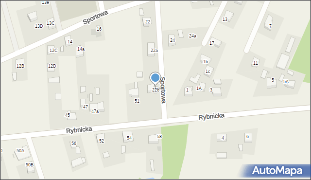 Lyski, Sportowa, 22b, mapa Lyski