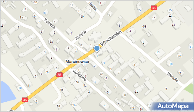 Marcinowice, Spółdzielcza, 1, mapa Marcinowice