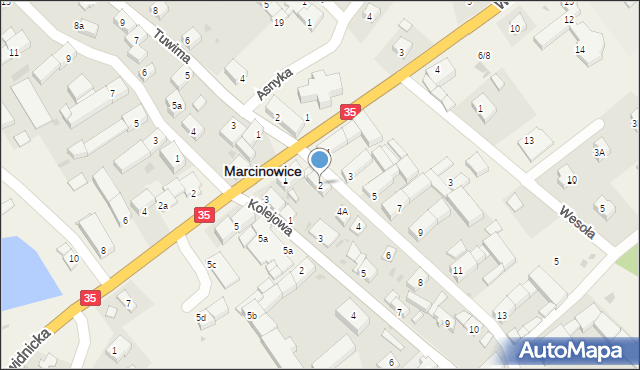 Marcinowice, Spółdzielcza, 2, mapa Marcinowice