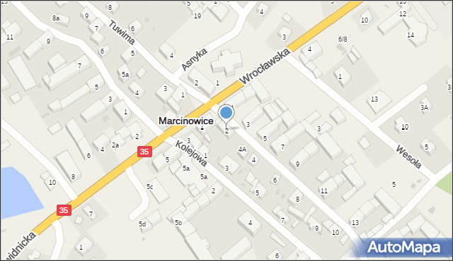 Marcinowice, Spółdzielcza, 2, mapa Marcinowice