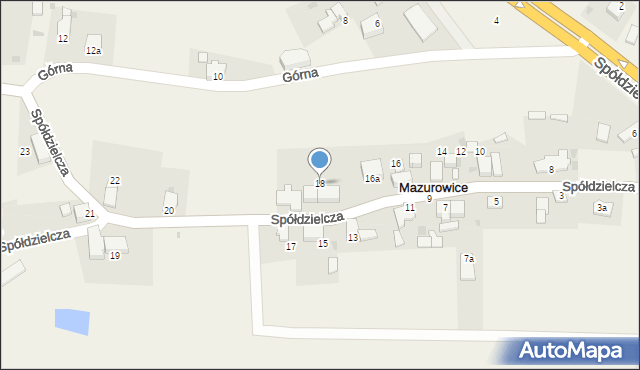 Mazurowice, Spółdzielcza, 18, mapa Mazurowice