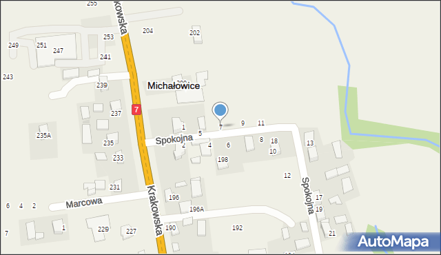 Michałowice, Spokojna, 7, mapa Michałowice