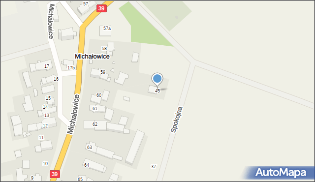 Michałowice, Spokojna, 45, mapa Michałowice