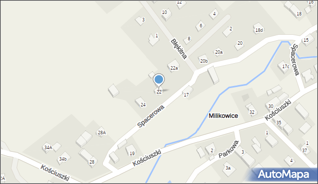 Milikowice, Spacerowa, 22, mapa Milikowice