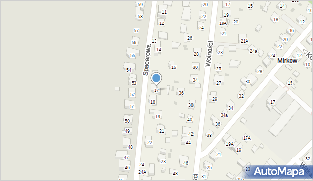 Mirków, Spacerowa, 17, mapa Mirków