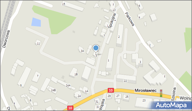 Mirosławiec, Spokojna, 3, mapa Mirosławiec