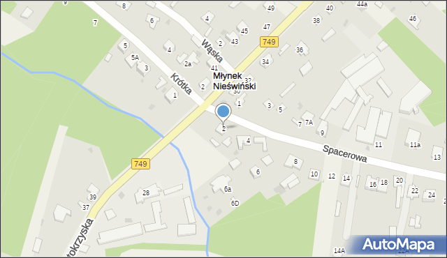 Młynek Nieświński, Spacerowa, 2, mapa Młynek Nieświński