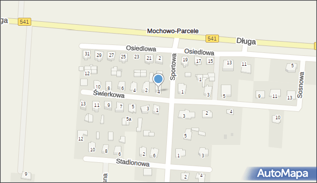 Mochowo-Parcele, Sportowa, 4, mapa Mochowo-Parcele