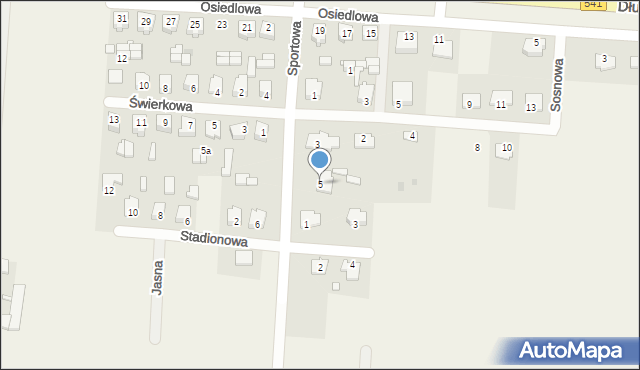 Mochowo-Parcele, Sportowa, 5, mapa Mochowo-Parcele