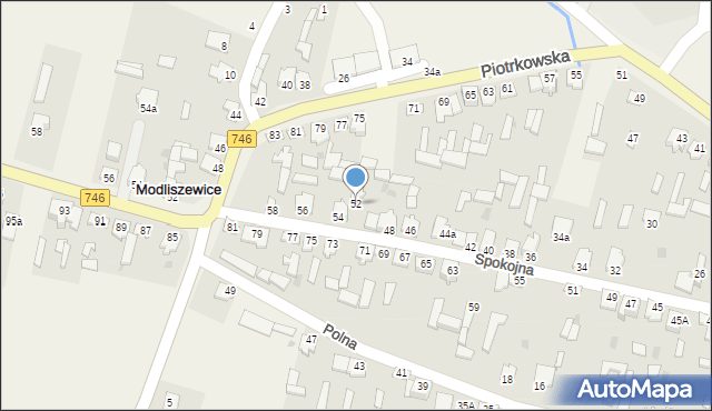 Modliszewice, Spokojna, 52, mapa Modliszewice