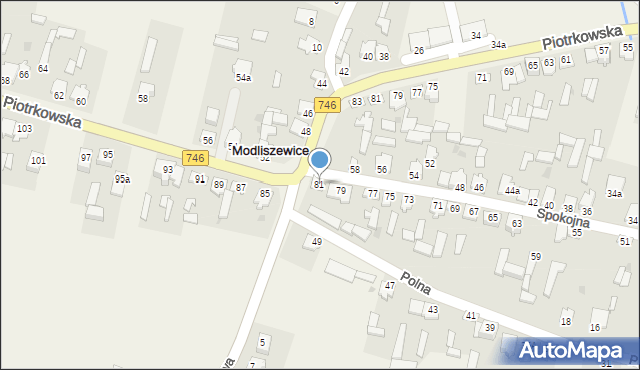 Modliszewice, Spokojna, 81, mapa Modliszewice