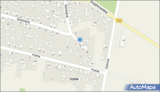 Modliszewice, Spokojna, 9, mapa Modliszewice