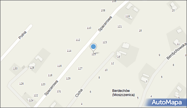 Moszczenica, Spacerowa, 125, mapa Moszczenica