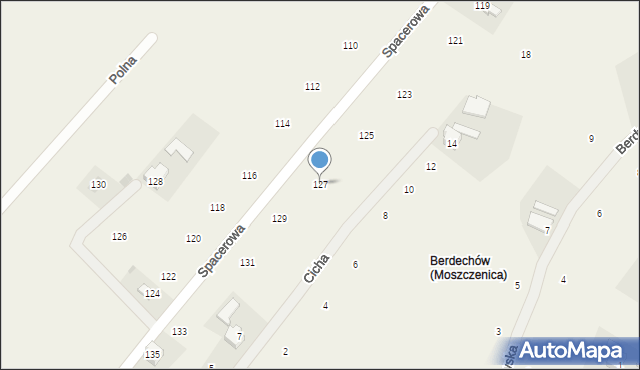 Moszczenica, Spacerowa, 127, mapa Moszczenica