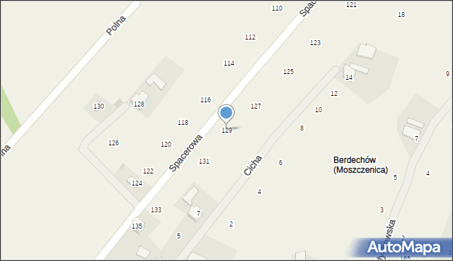 Moszczenica, Spacerowa, 129, mapa Moszczenica