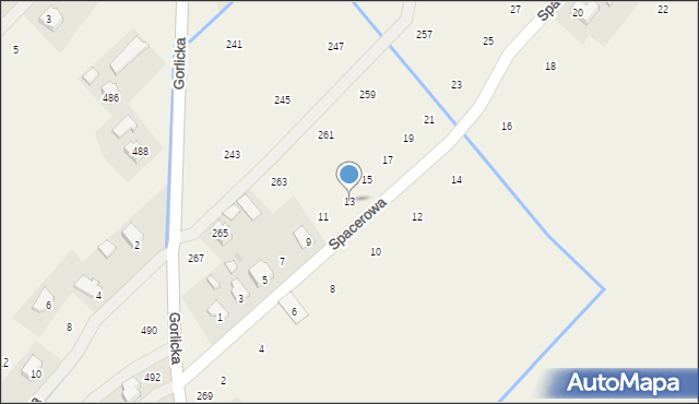 Moszczenica, Spacerowa, 13, mapa Moszczenica