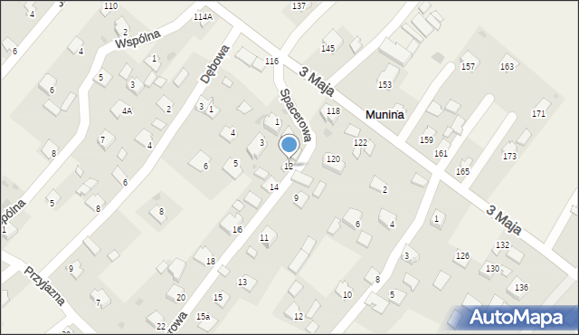 Munina, Spacerowa, 12, mapa Munina