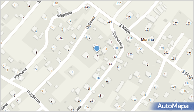 Munina, Spacerowa, 5, mapa Munina