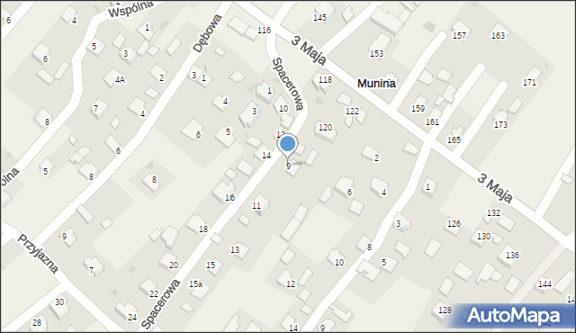 Munina, Spacerowa, 9, mapa Munina